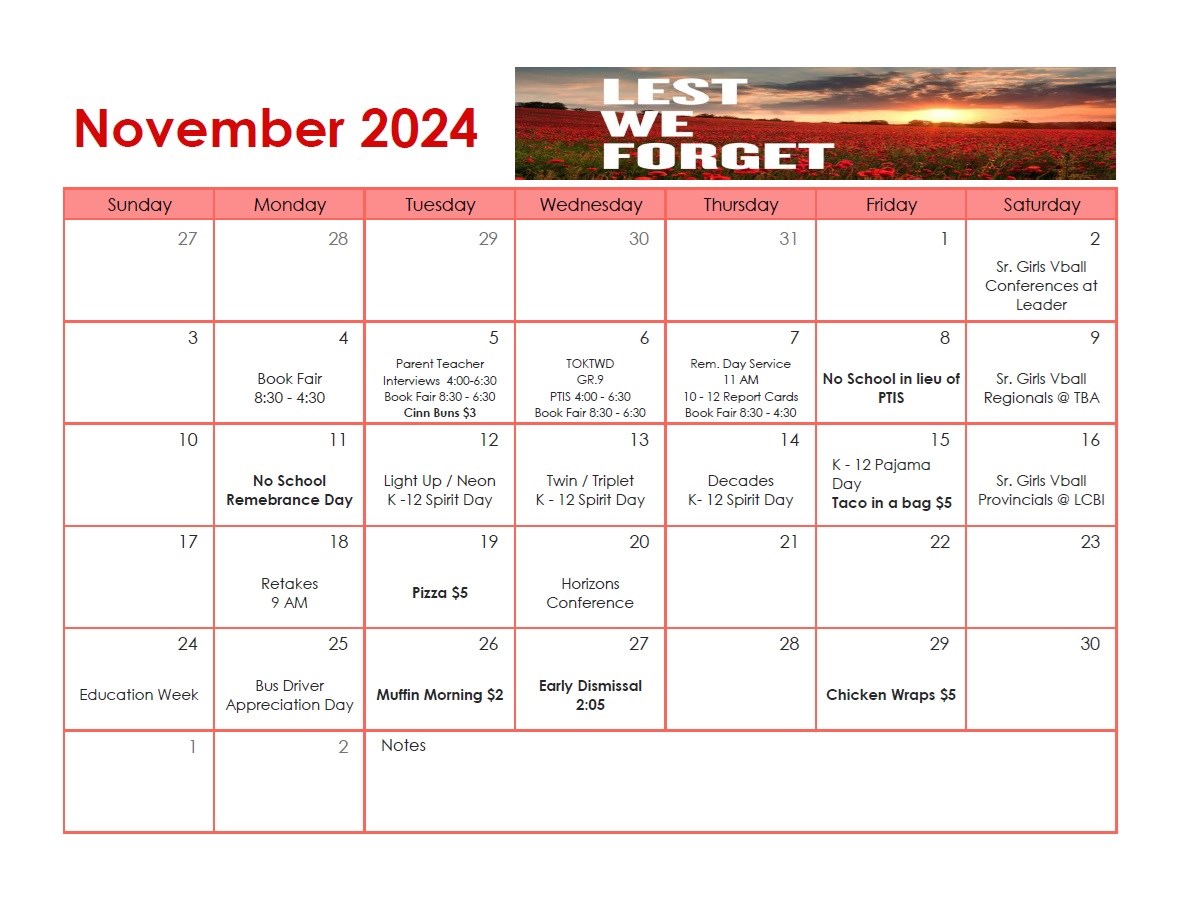 November Calendar