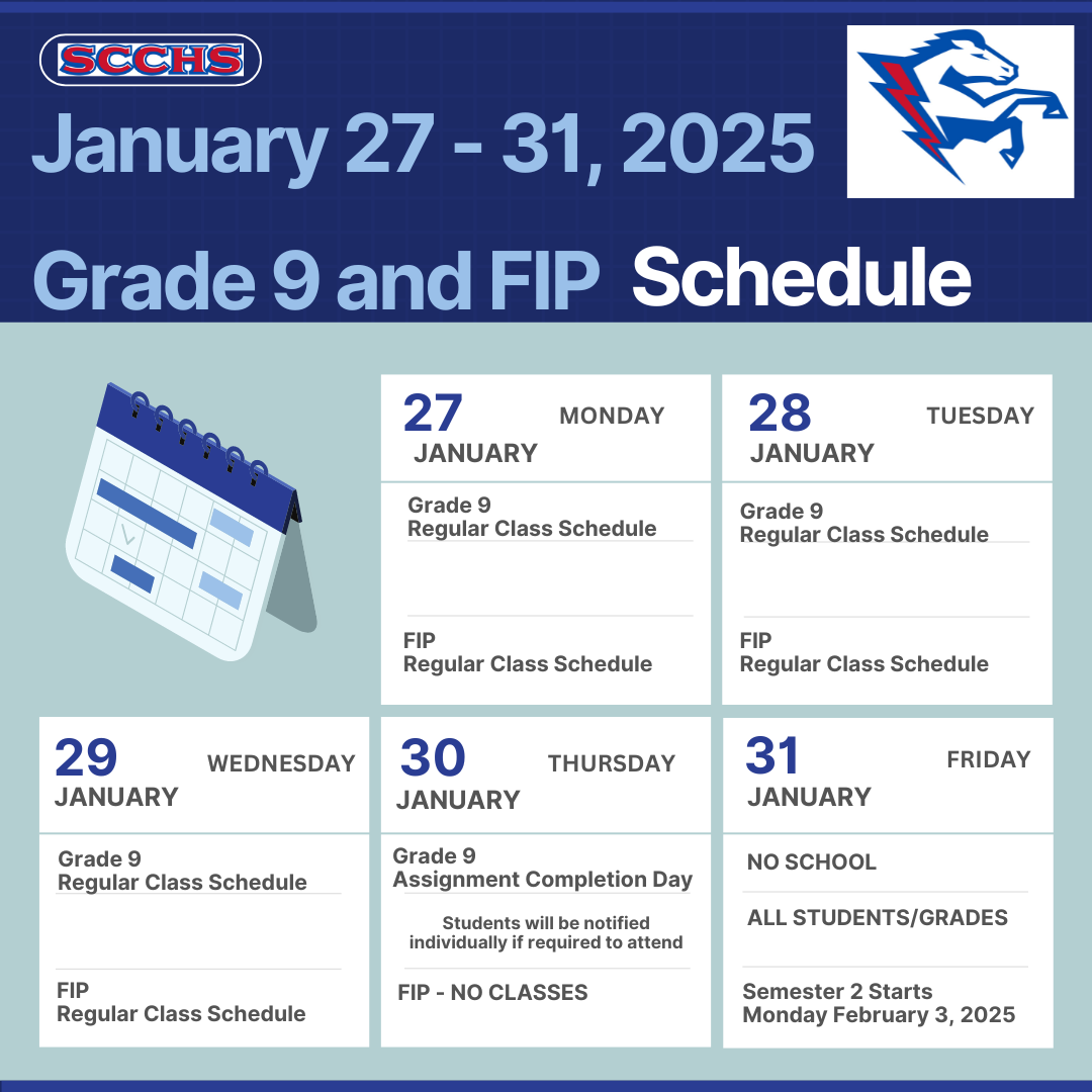 Grade 9 & FIP Schedule Jan 27 - 30