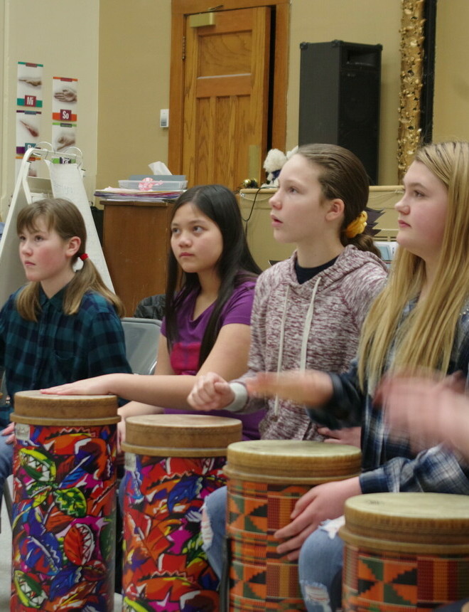 Students drumming